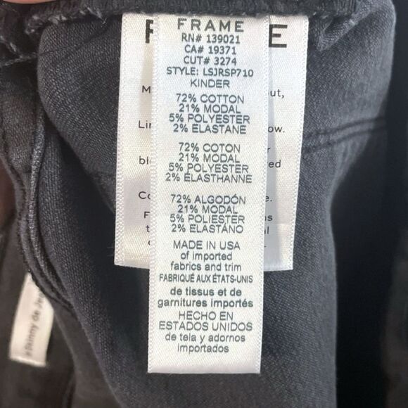 Frame Le Skinny de Jeanne Raw Hem Ankle Jeans in Black Grey Kinder, Size 28 - Picture 11 of 13